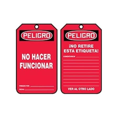 Accuform Danger, RP-Plastic, 3-1/4 in Width, 0.075 in Height, , 25 PK SHMDT250PTP